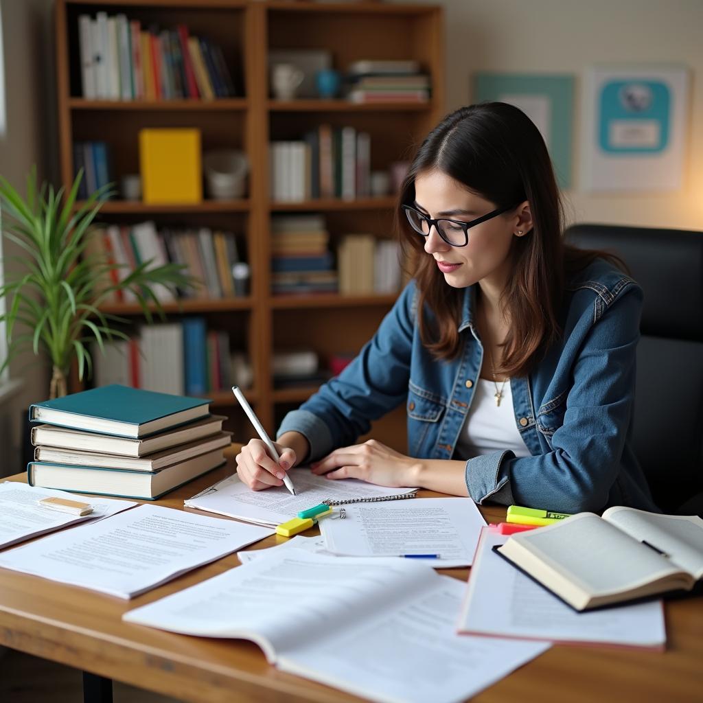 Student analyzing IELTS Writing Task 2 essay about globalization effects on employment