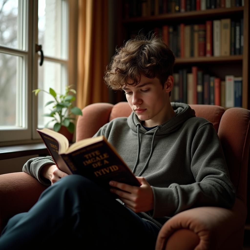 Person engrossed reading novel for IELTS hobby topic, illustrating escapism vocabulary improvement