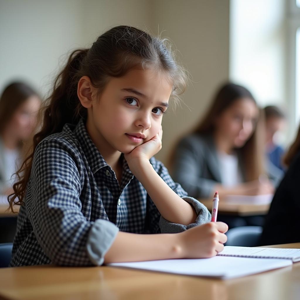 Student focused on ielts speaking test problem solving task thinking deeply