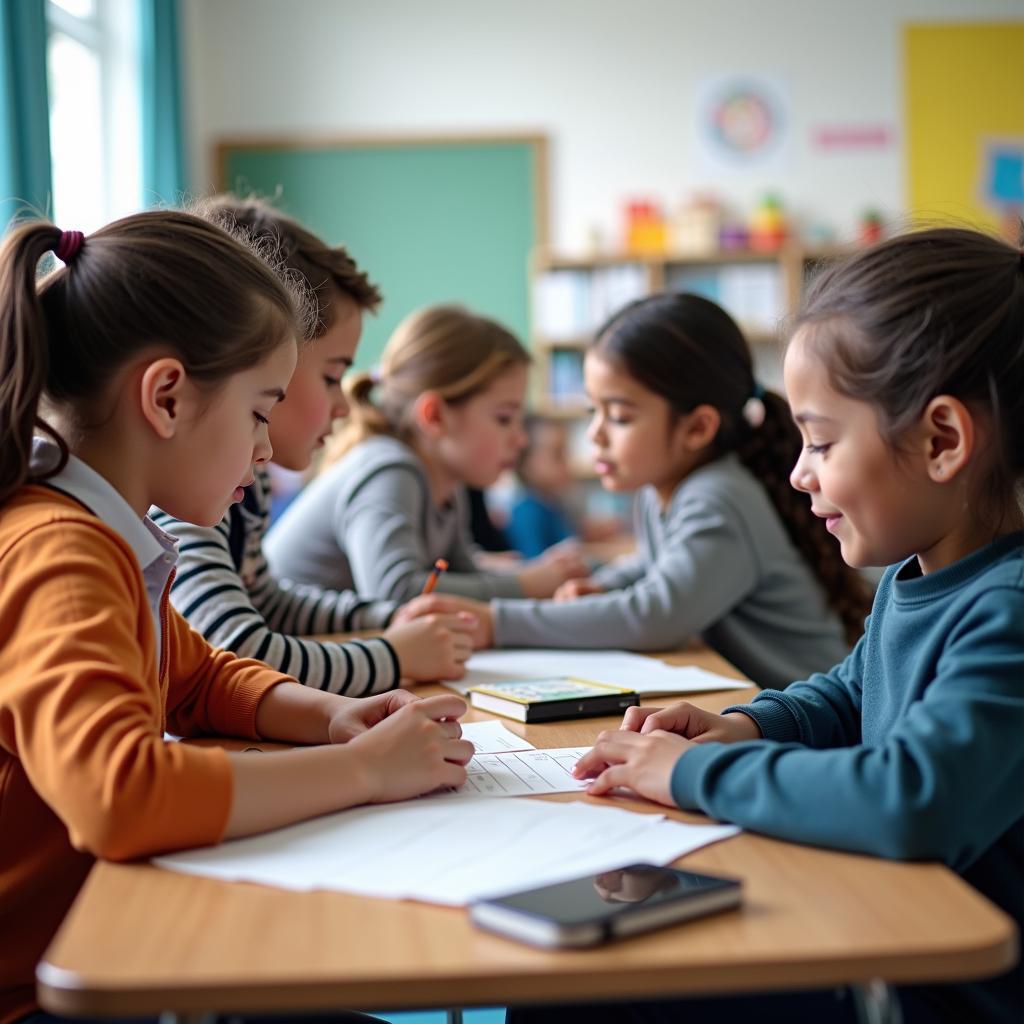Diverse students, including those with disabilities, learning together in an inclusive mainstream school classroom environment.