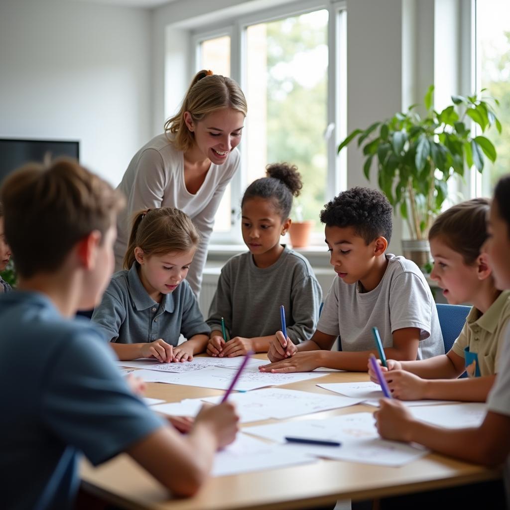 Diverse group of students collaborating in an inclusive classroom environment