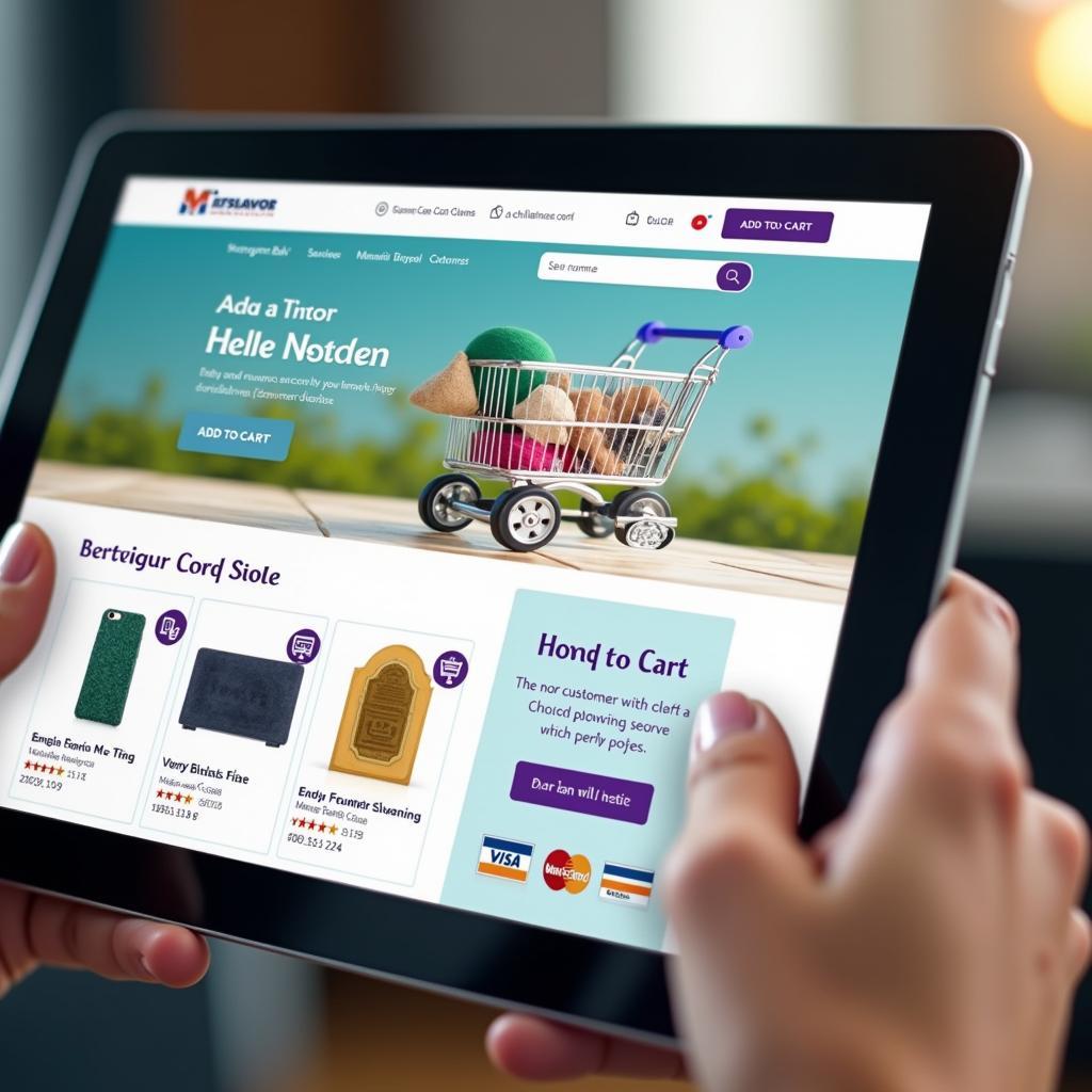 Modern e-commerce platform UI showing products for online shopping with secure payment and cart icons.