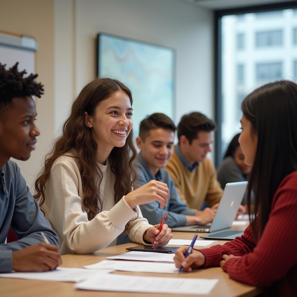 Multicultural education benefits showing diverse classroom interaction