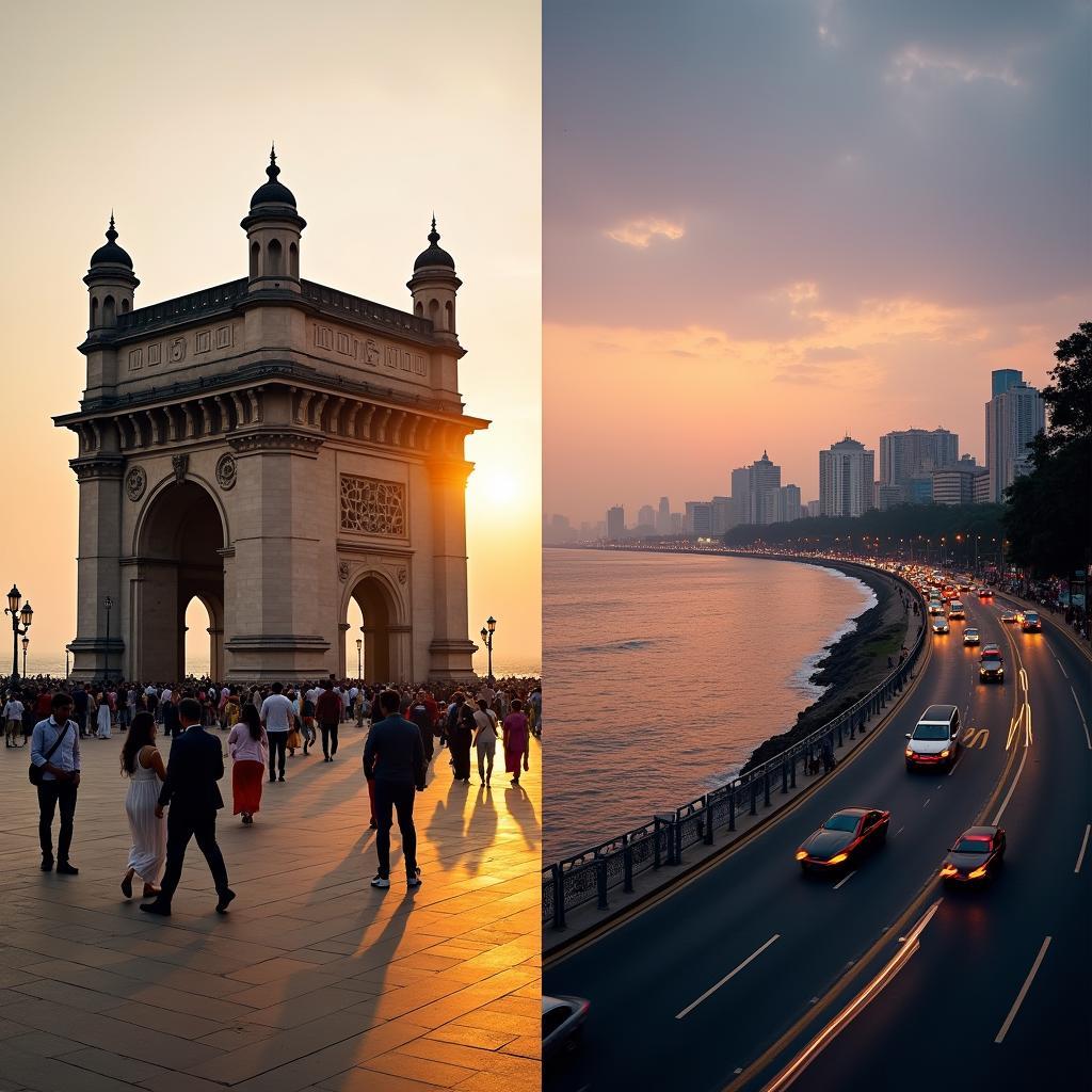 Iconic Mumbai tourist attractions Gateway of India and Marine Drive for visitors seeking culture and views