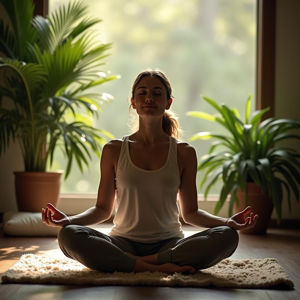 Illustration of a person effectively handling stress through peaceful meditation and mindfulness practice.