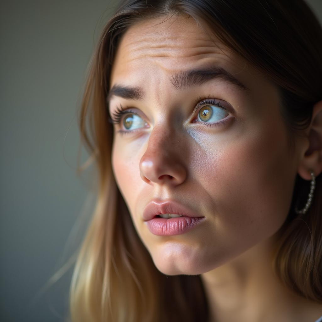 Skeptical person illustrating 'take with a grain of salt' idiom meaning for critical thinking.