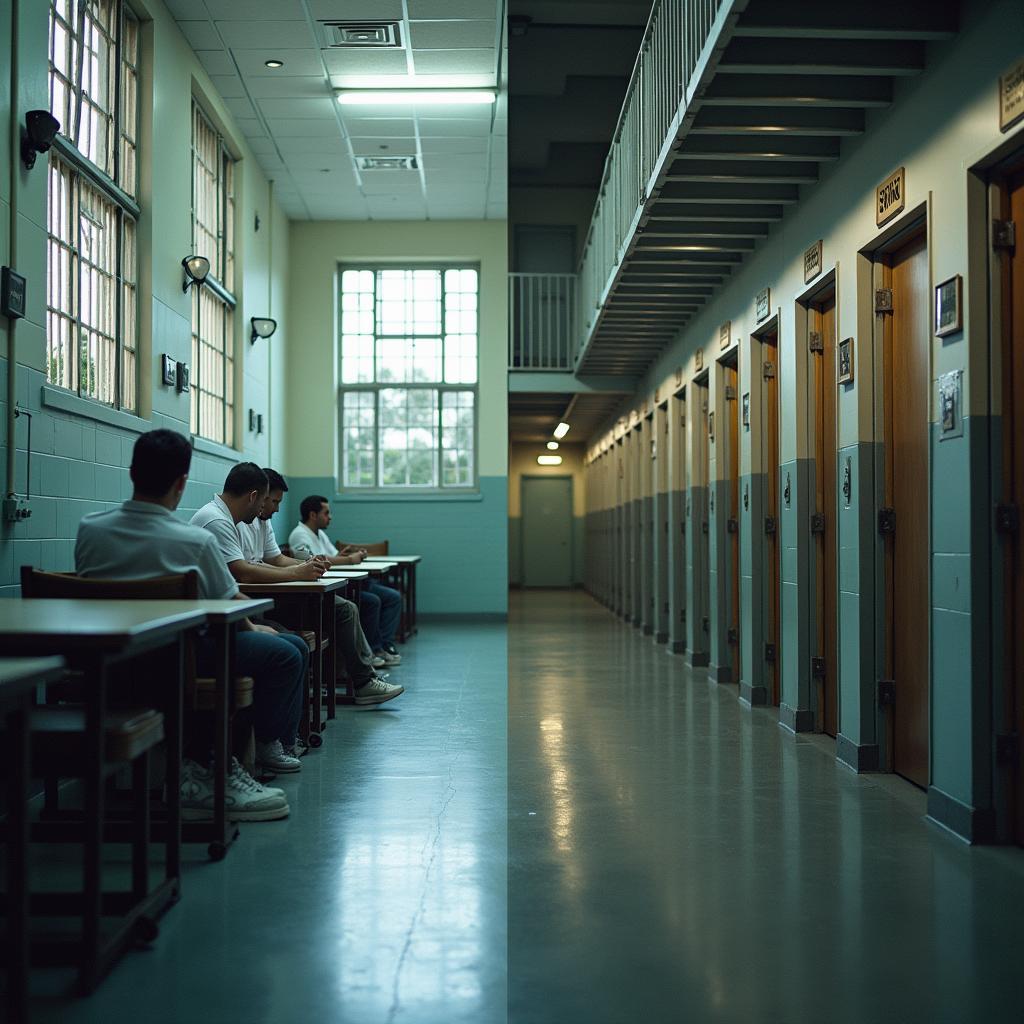 Prison reform debate showing rehabilitation and punishment approaches