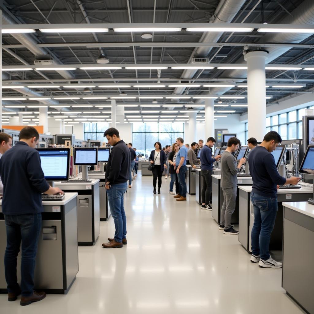 The impact of automation on retail jobs showing self-checkout machines