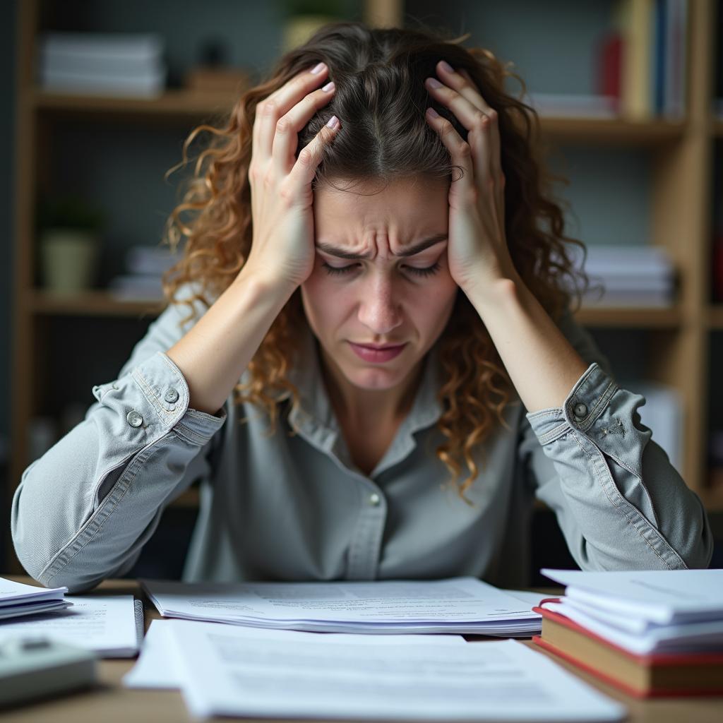 stressed person working