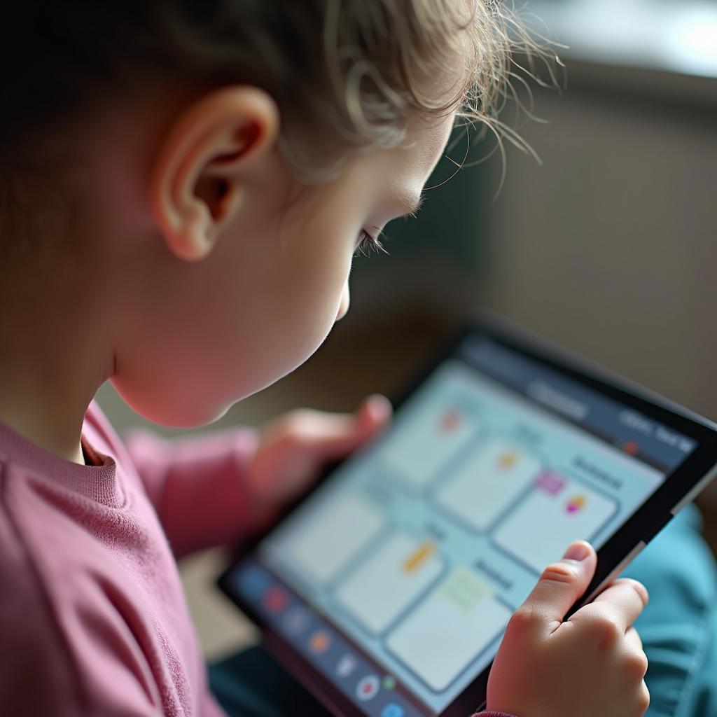 Student engaging with educational content on a tablet