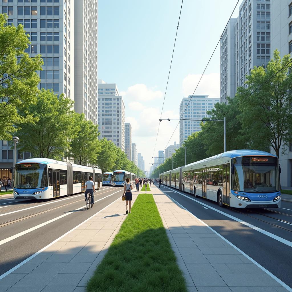 Sustainable transport solutions including public transit and bicycle infrastructure