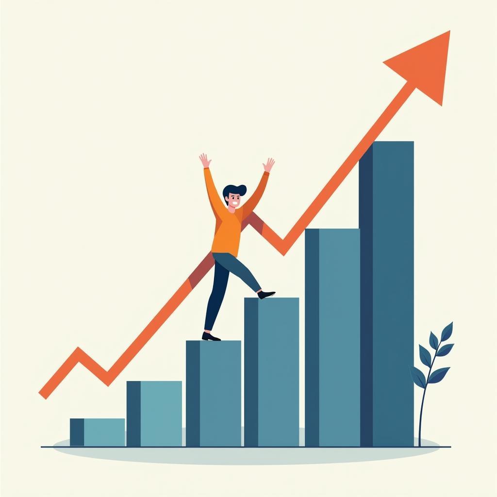 Illustrative chart demonstrating successful business growth and achievement resulting from a calculated entrepreneurial risk.