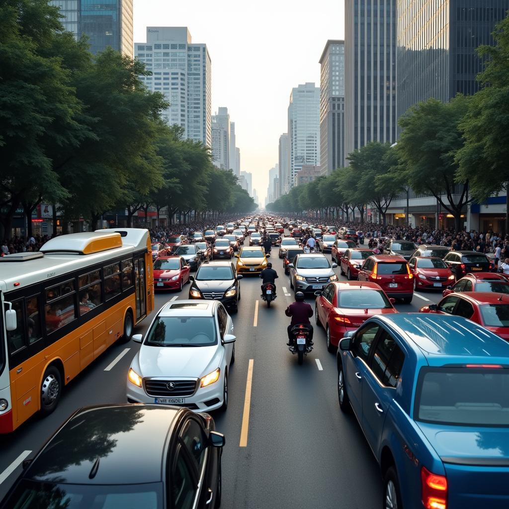 Heavy traffic congestion in urban areas showing multiple vehicles