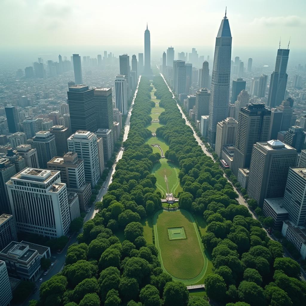 Urban landscape showing effects of urbanization on environment