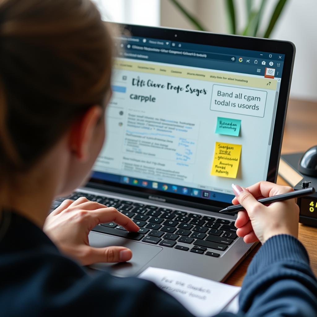 Student planning IELTS essay on the benefits of online learning