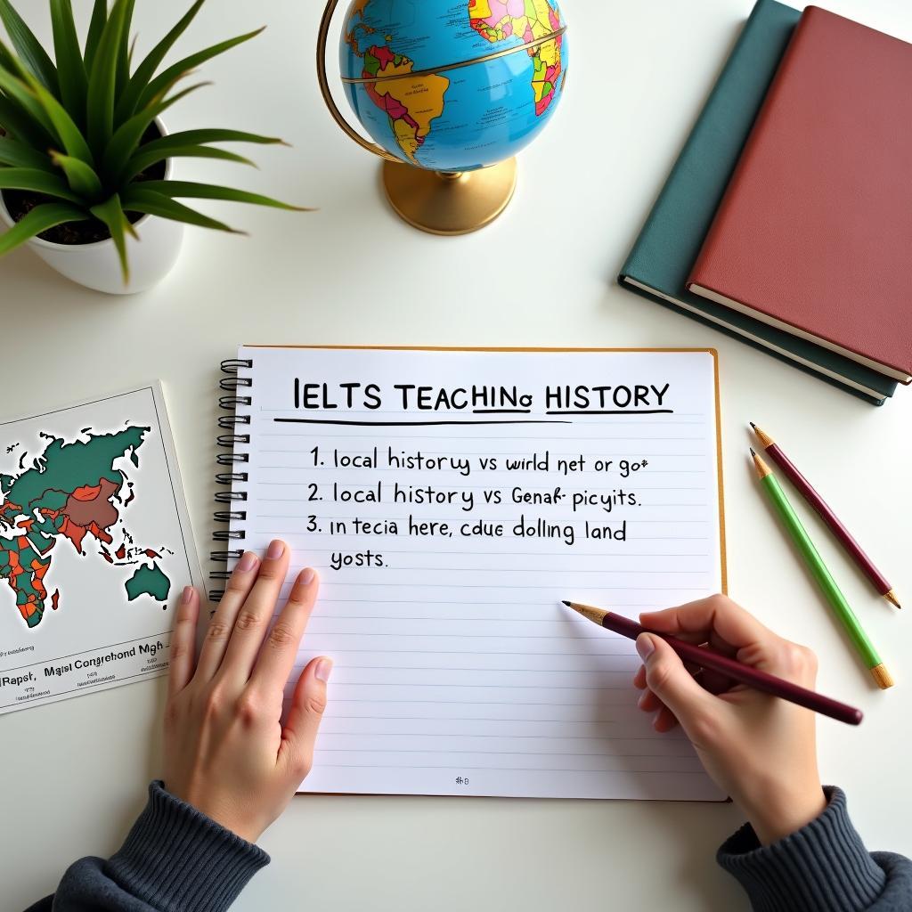 Student planning IELTS Task 2 essay on the importance of teaching history